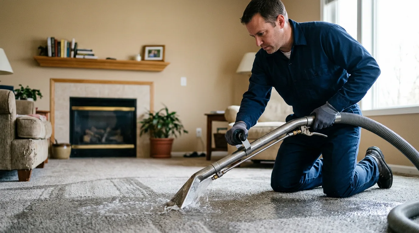 Water damage restoration technician working near Amlin, OH